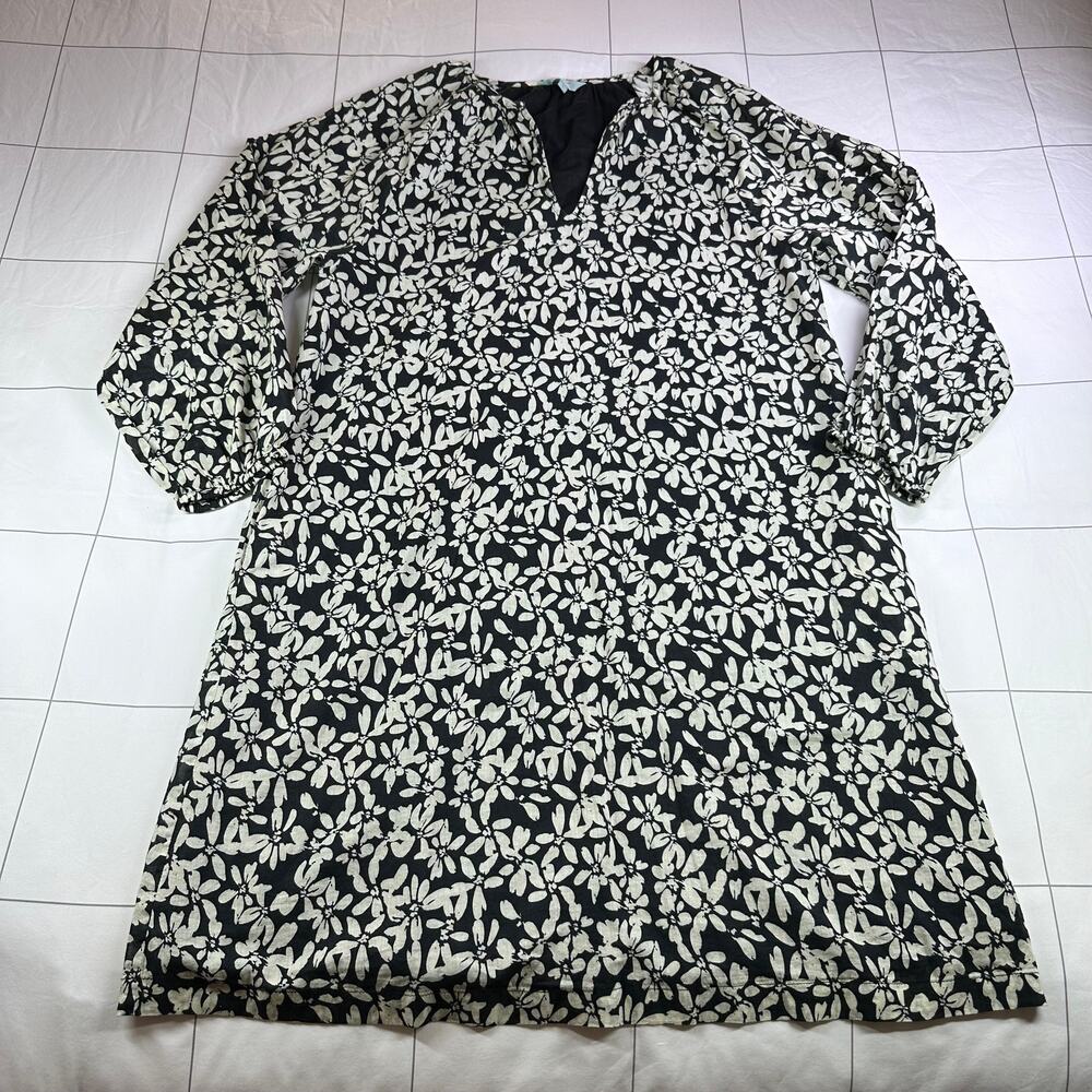 Voyageur by Mersea Dress Womens Large Black Fete Cotton Floral Pockets Casual